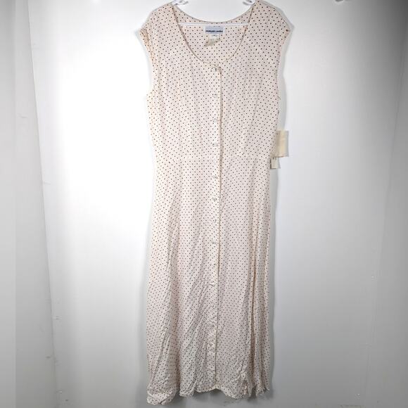 Vtg Stephanie Queller Dress Women's Sz 16 Large Cream Red Polka Dot Classic - Picture 1 of 8